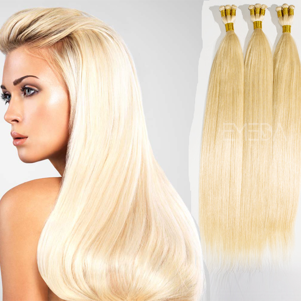 Grade 8A hand tied bleach blonde hair extensions YJ80